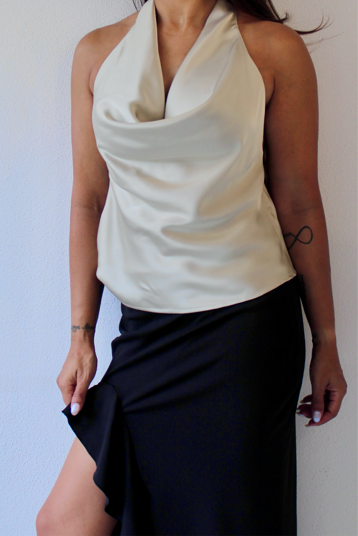 Rosie Halter Neck Top - Champagne