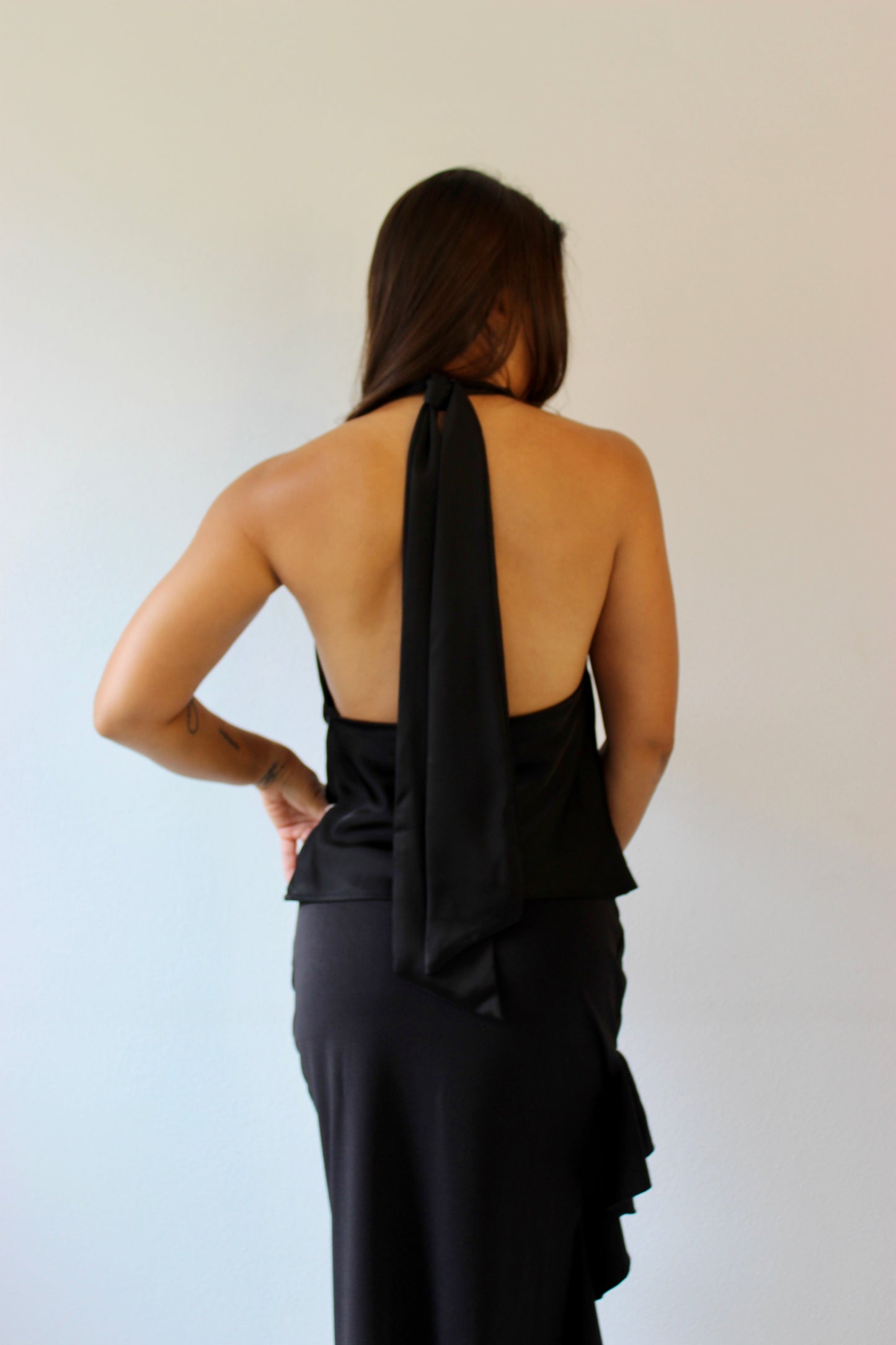 Rosie Halter Neck Top - Black - 7ASIDE
