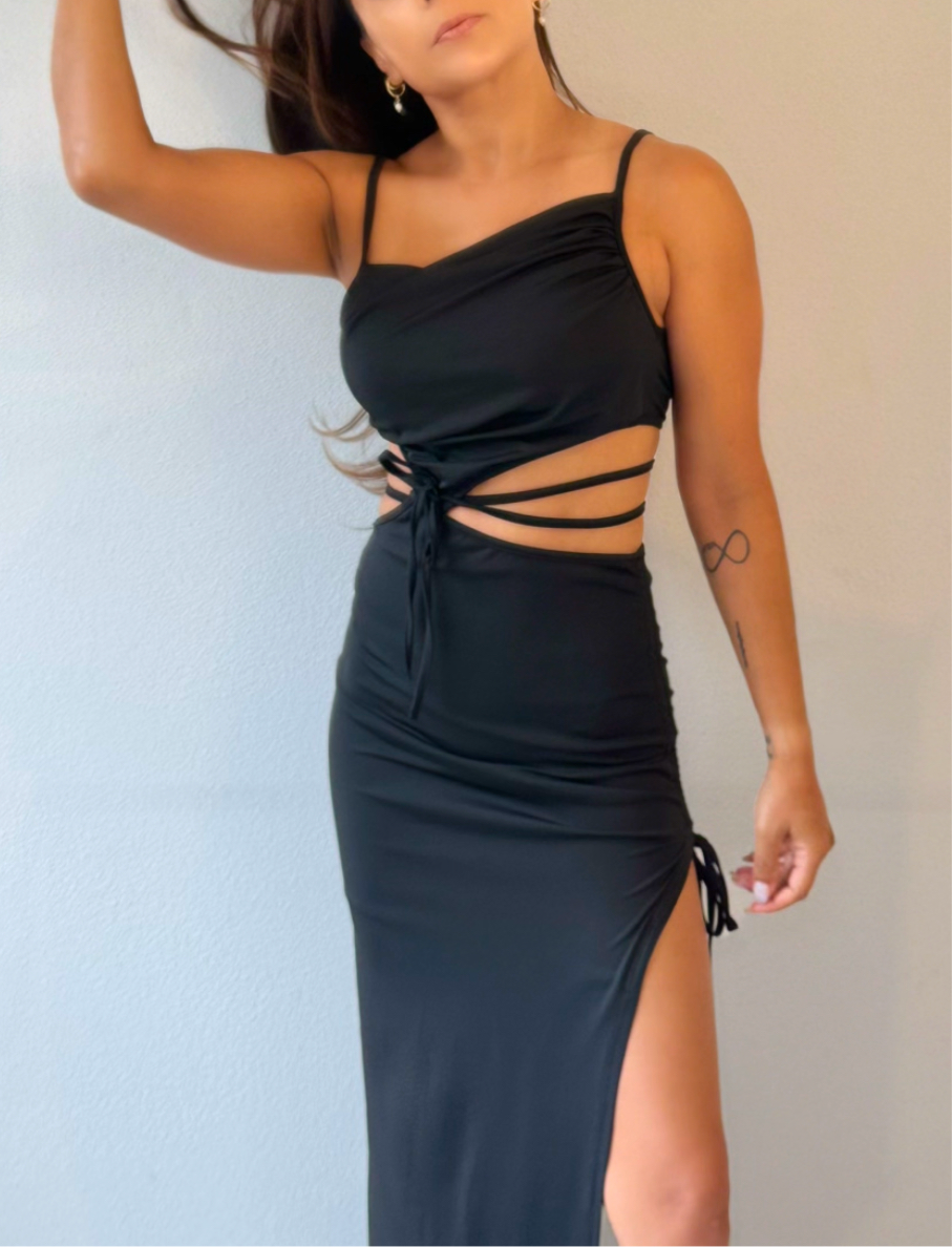 Kayla Evening Dress - Midnight Black - 7ASIDE