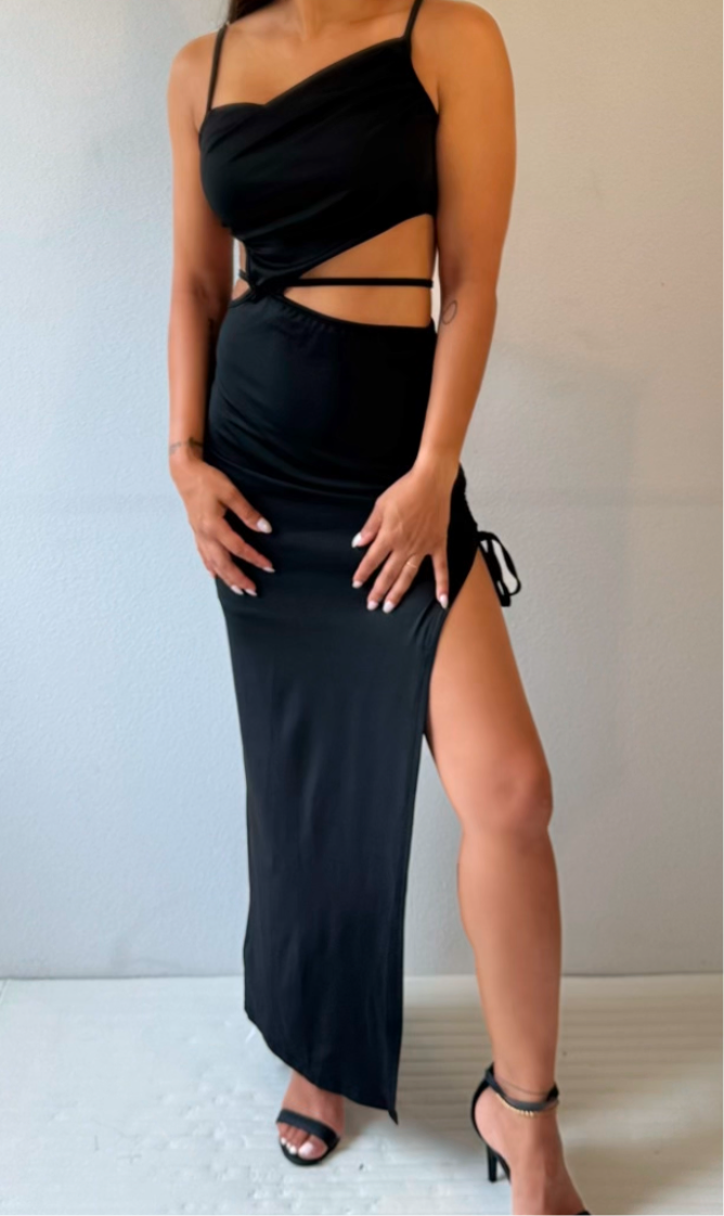 Kayla Evening Dress - Midnight Black - 7ASIDE