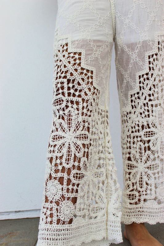 Beach House Crochet Pants - White