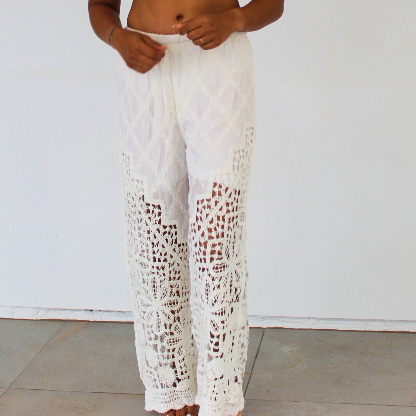 Beach House Crochet Pants - White