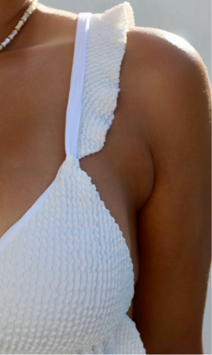 Poolside Ocean Tide - White Bikini Top