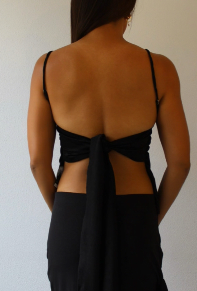 Sara Tie-back Top - Black