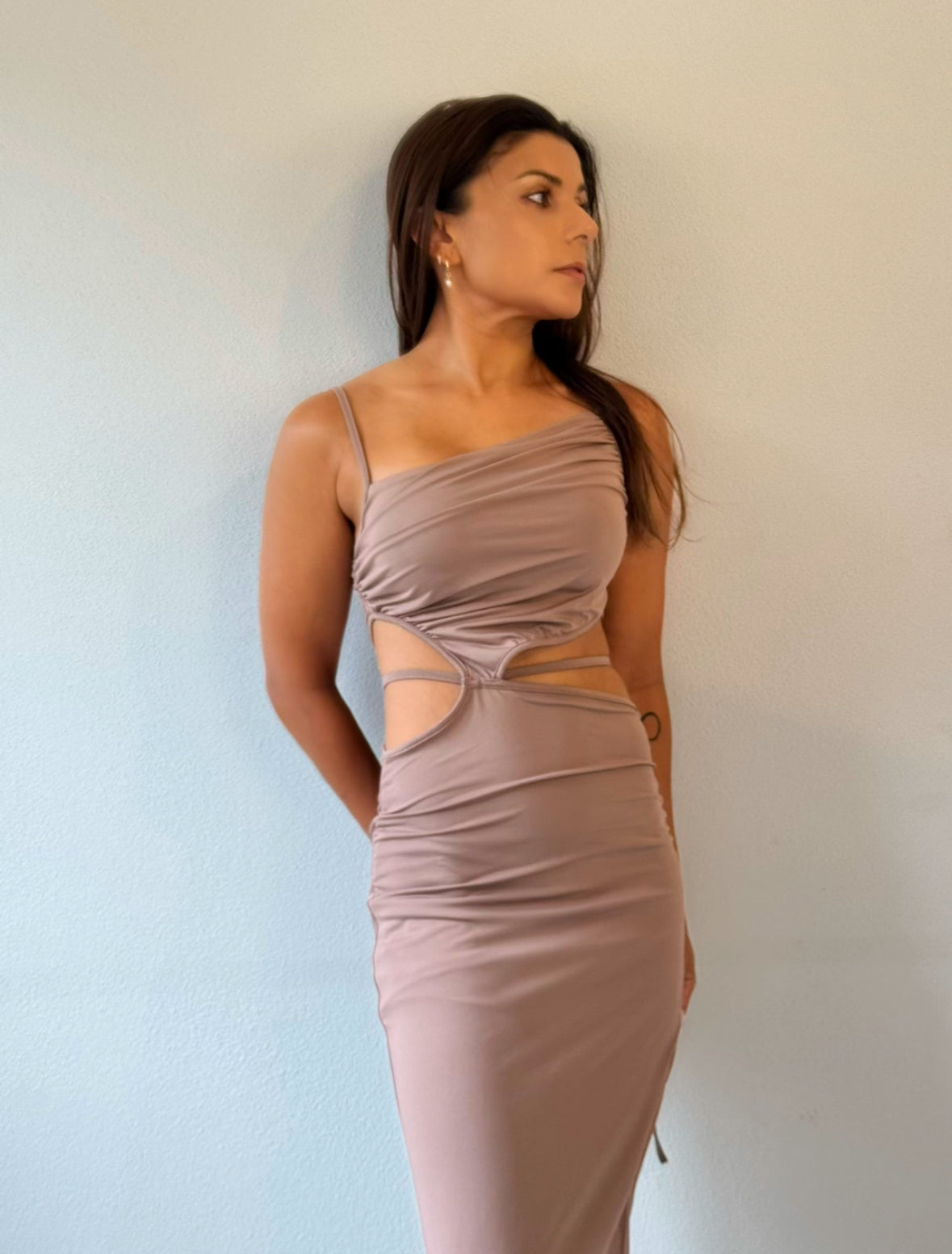 Kayla Evening Dress - Mocha Brown