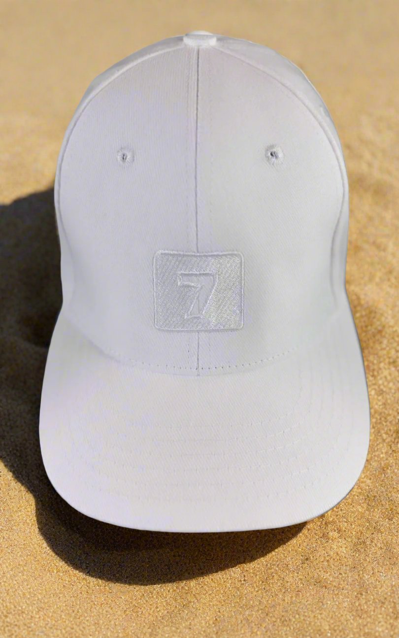 Unisex Embroidered Baseball Cap with Plastic Snap - White - 7ASIDE