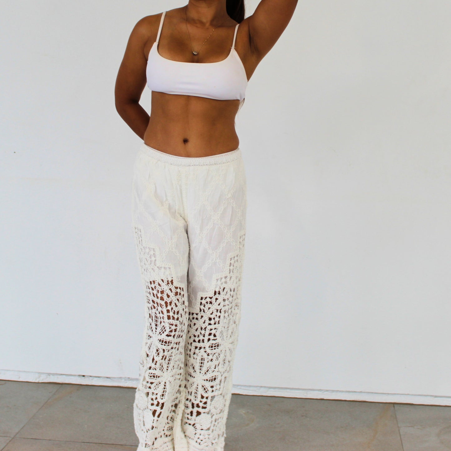 Beach House Crochet Pants - White